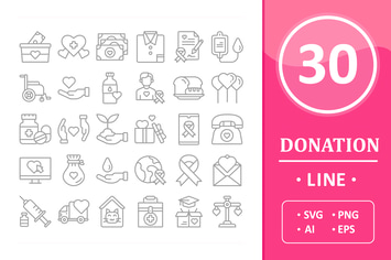 30 Donation Icons - Line