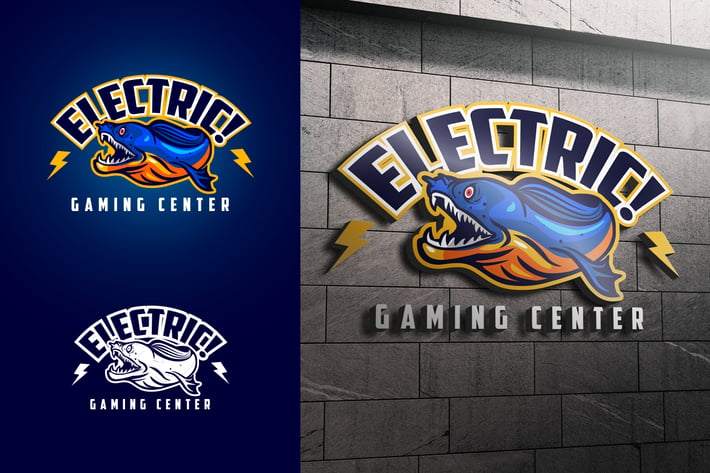 Electric Blue Eeel Mascot Esports or Sports Logo