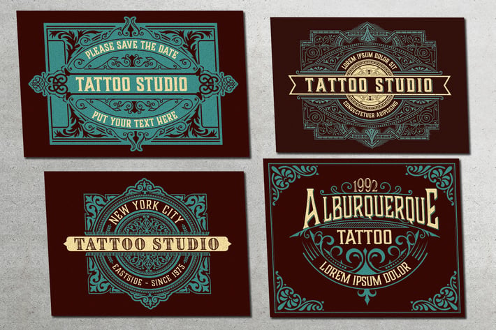 Set of 4 vintage Labels for Packing