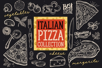 Italian Pizza Doodle Elements