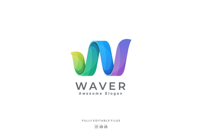 Abstract Wave form Letter W Colorful Logo