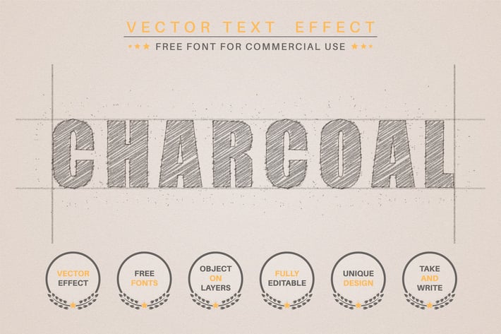 Charcoal - editable text effect,  font style