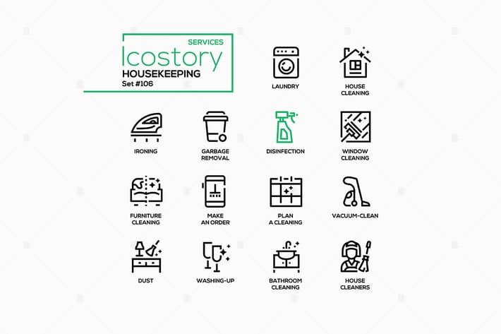 Housekeeping Services - Line Design Style Icons