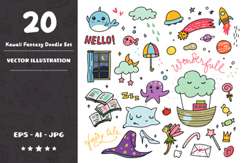 Kawaii Fantasy Doodle Set