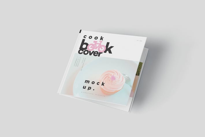 Square Shaped Hardcover Book Cover & Page Mockups