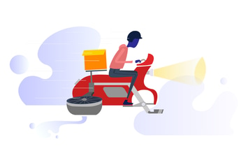 Motorcycle Drones Delivery Illustration