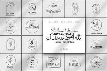 16 Botanical Line Art Logo Templates