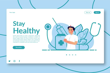 Stay Healthy Set - Web Header & Vector