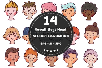 Kawaii Boys Head Doodle Set