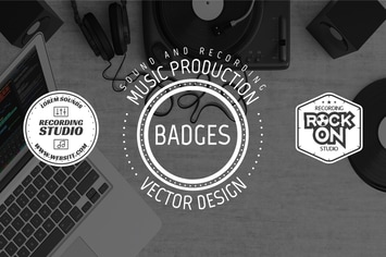 Retro Music Recording Logo & Vintage Sound Badges