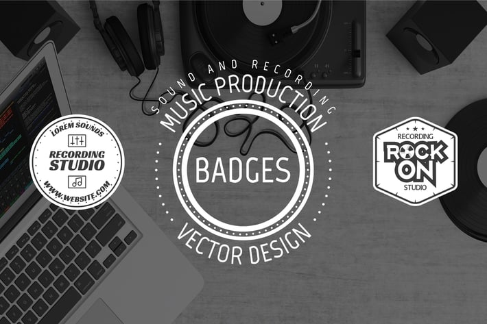 Retro Music Recording Logo & Vintage Sound Badges