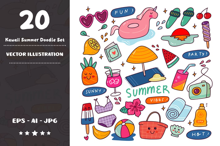 Kawaii Summer Doodle Set