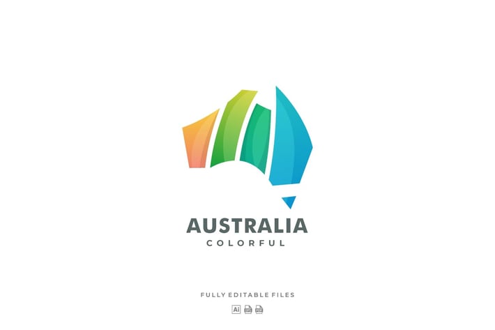 Australian Continent Gradient Colorful Logo