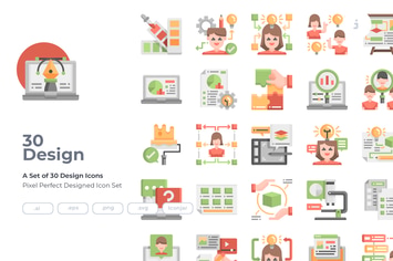 30 Design and Thinking Icons - Flat