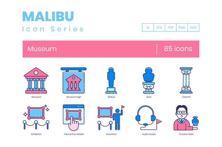 85 Museum Line Icons