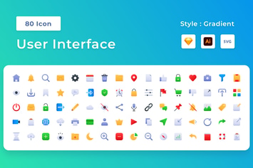 User Interface Gradient Icon Set
