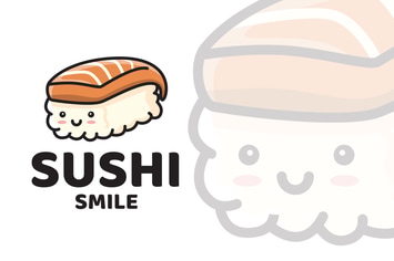 Sushi Smile Cute Logo Template