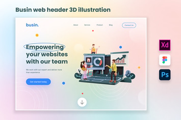 Busin - Web Development Bussines Header 3D