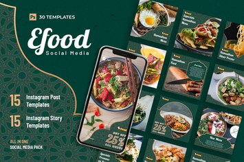 Efood - 30 Instagram Post & Story Template
