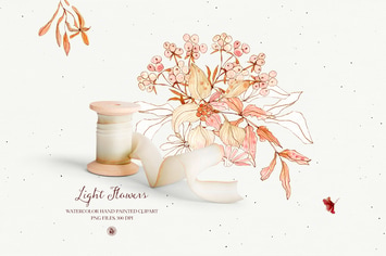 Light Flowers - watercolor clipart set