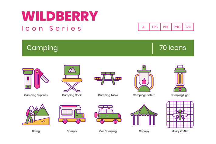 70 Camping Icons