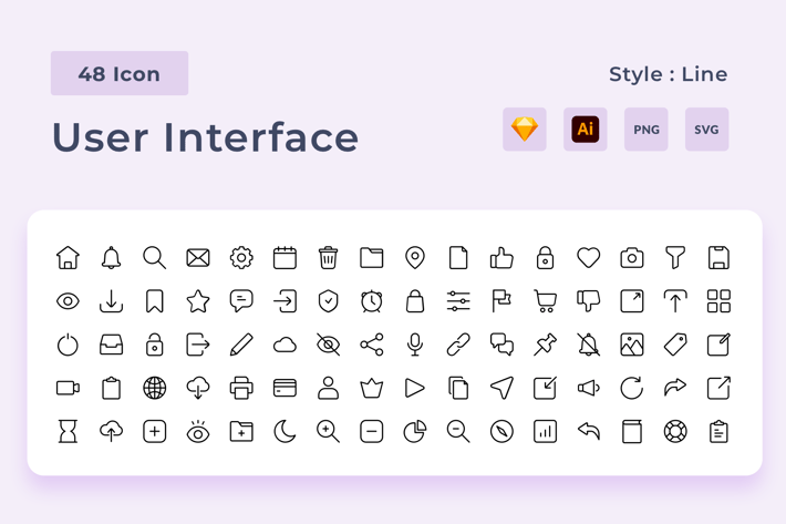 User Interface Line Style Icon Pack