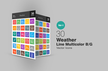 30 Weather Line Multicolor Icons