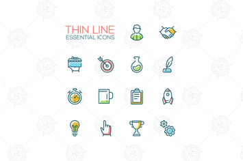 Business, Finance Symbols - thin line icons
