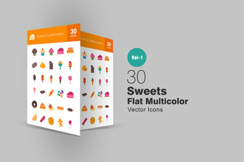 30 Sweets & Confectionery Flat Multicolor Icons