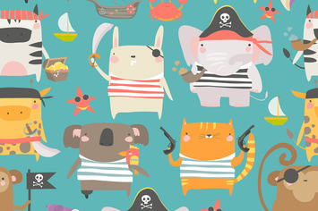 Vector seamless pattern with cute animals 
