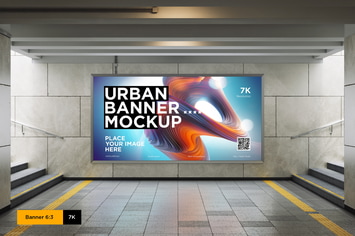 City Lightbox Banner Mockup in Subway