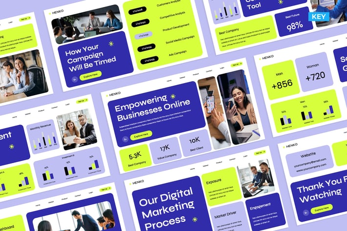 Indigo Lime Bento Grid Digital Marketing Business