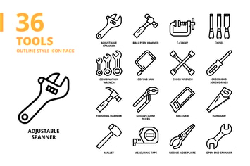 Tools Outline Style Icon Set