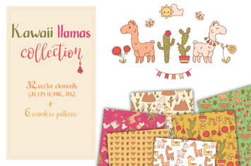 Kawaii Llamas Set