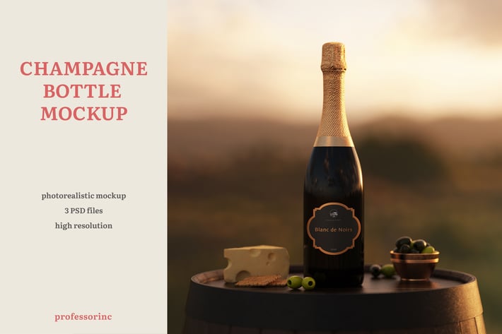 Champagne Bottle Mockup