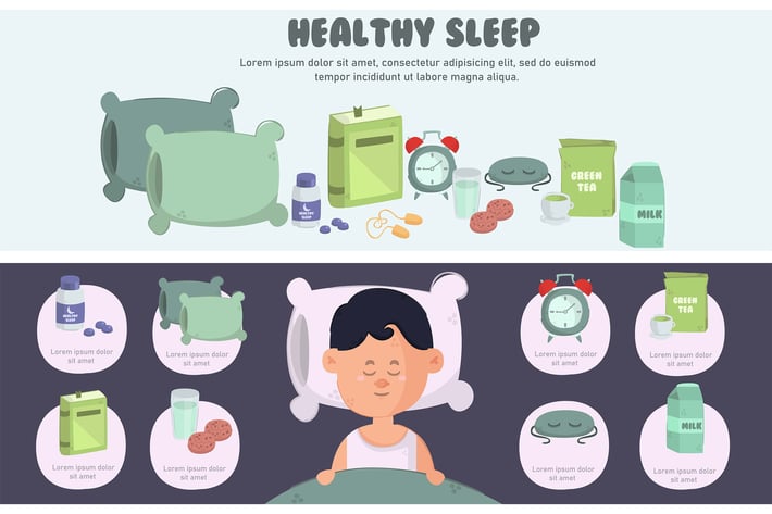 Healthy Sleep with Young Man Illustration Banner