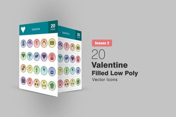 20 Valentine Filled Low Poly Icons