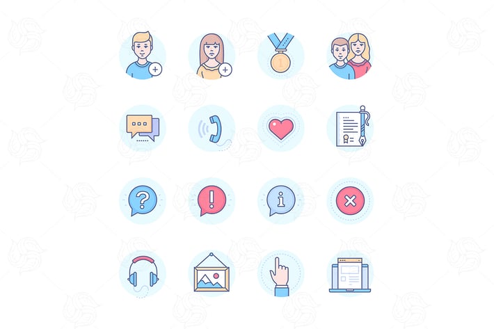 Social media - modern line design style icons set