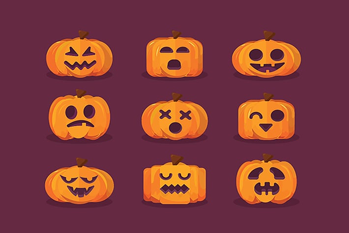 Halloween Set of Pumpkin Face Icon