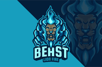 Beast Lion Fire Mascot Logo