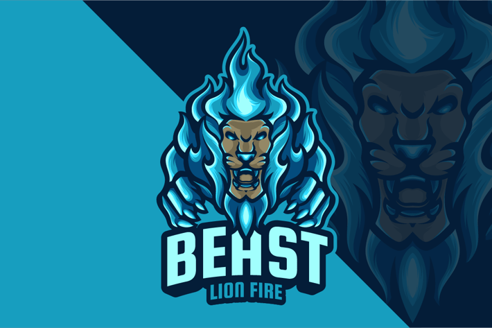 Beast Lion Fire Mascot Logo