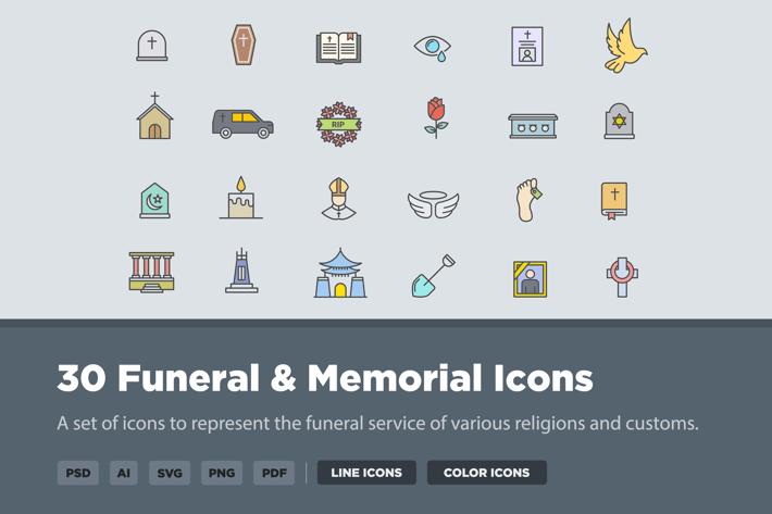 30 Funeral & Memorial Icons