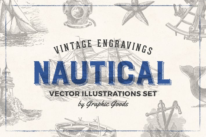 Nautical Engraving Illustration Set