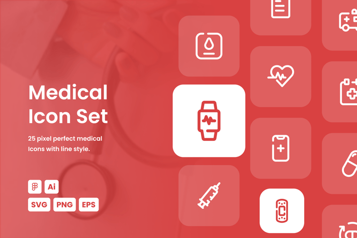 Medical Dashed Line Icon Set