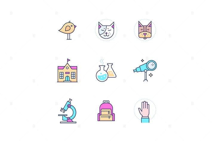 School concepts - modern line design style icons