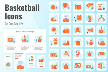 30 Iconset Basketball with Background