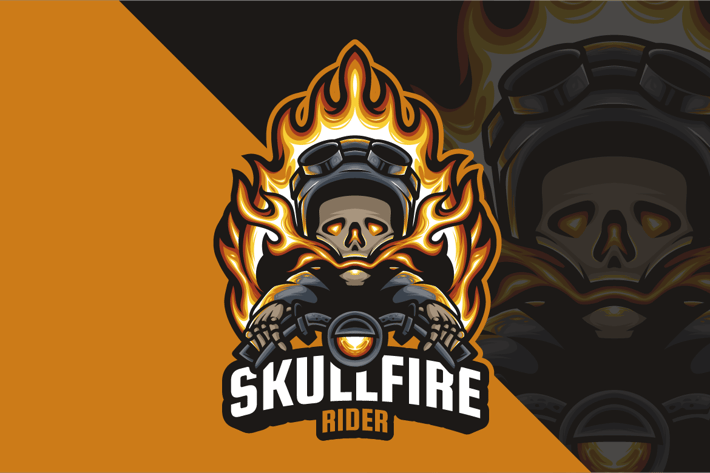 Skull Fire Rider Mascot Logo