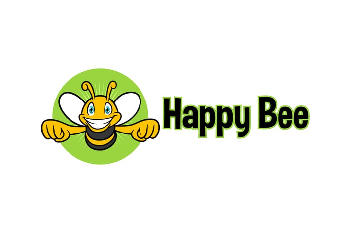 Happy Bee - Bee Character Mascot Logo