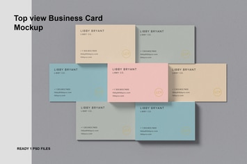 Top view Combined Business Card Mockup