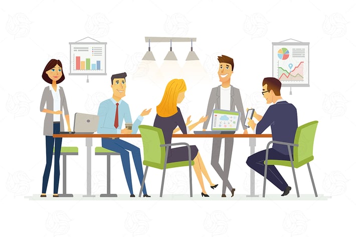 Business Discussion - vector cartoon illustration